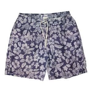 Trunks Surf & Swim Co Trunks Men's Large Blue Floral Tropical Mesh Lined Pockets